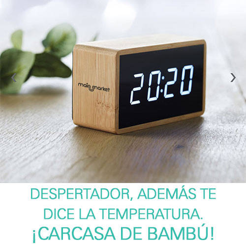 Reloj y termómetro en bambú